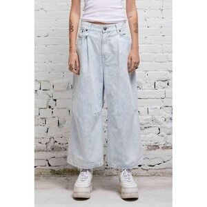 R13 Crop Wideleg Jean Womens 27 Cloudy Blue Baggy Pleated Designer Cropped Ankle